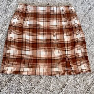 Wild Fable Brown and Cream Plaid Pencil Skirt